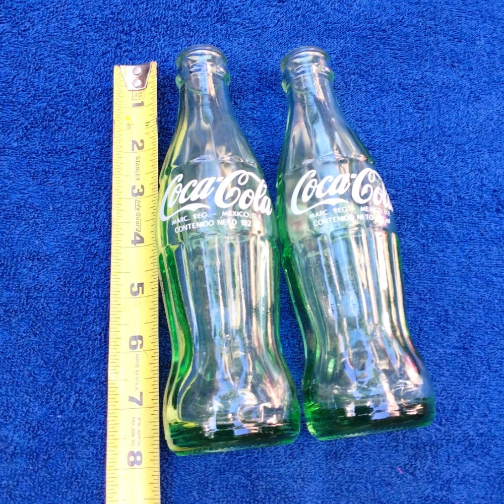 Vintage Mexican Coca-Cola Bottles – Lot of 2 – Collectible Green Glass • Coke